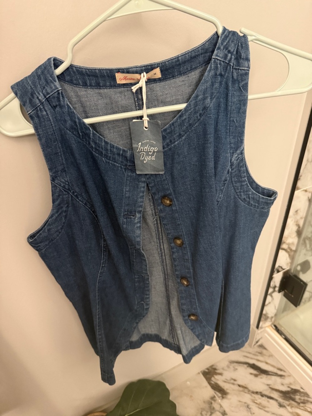 Indigo Dyed Denim Button-Front Tank